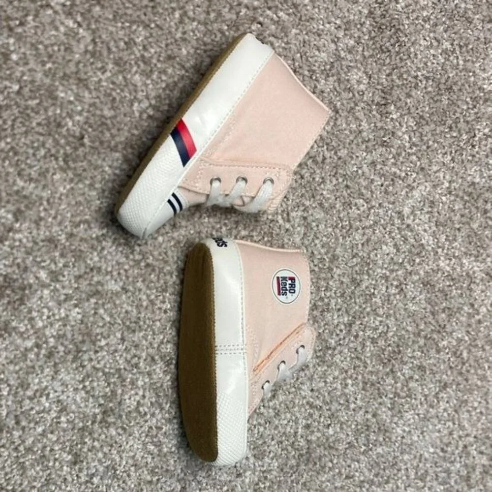Pro-Keds Infant Canvas High-Top Sneakers Pink/White With Striped Soles